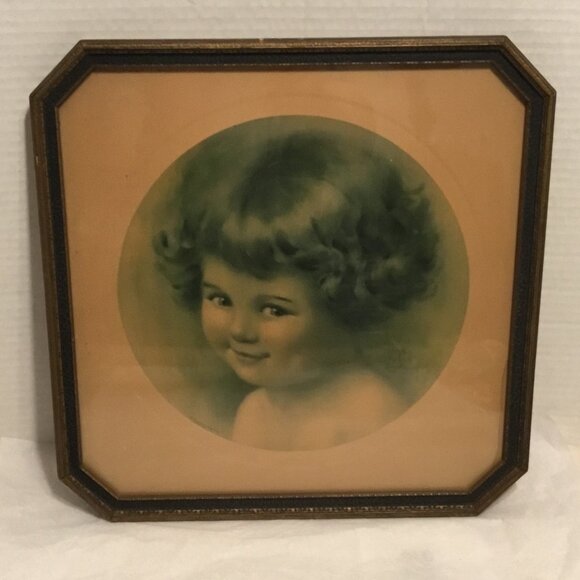 Vintage Bessie Pease Guttman print of little girl framed behind glass - Picture 3 of 7